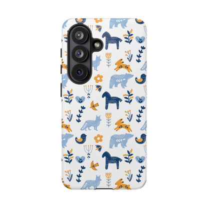 Scandinavian Animal Folk Art Phone Case - iPhone 17 Series, Samsung Galaxy S26, Google Pixel | Matte & Glossy