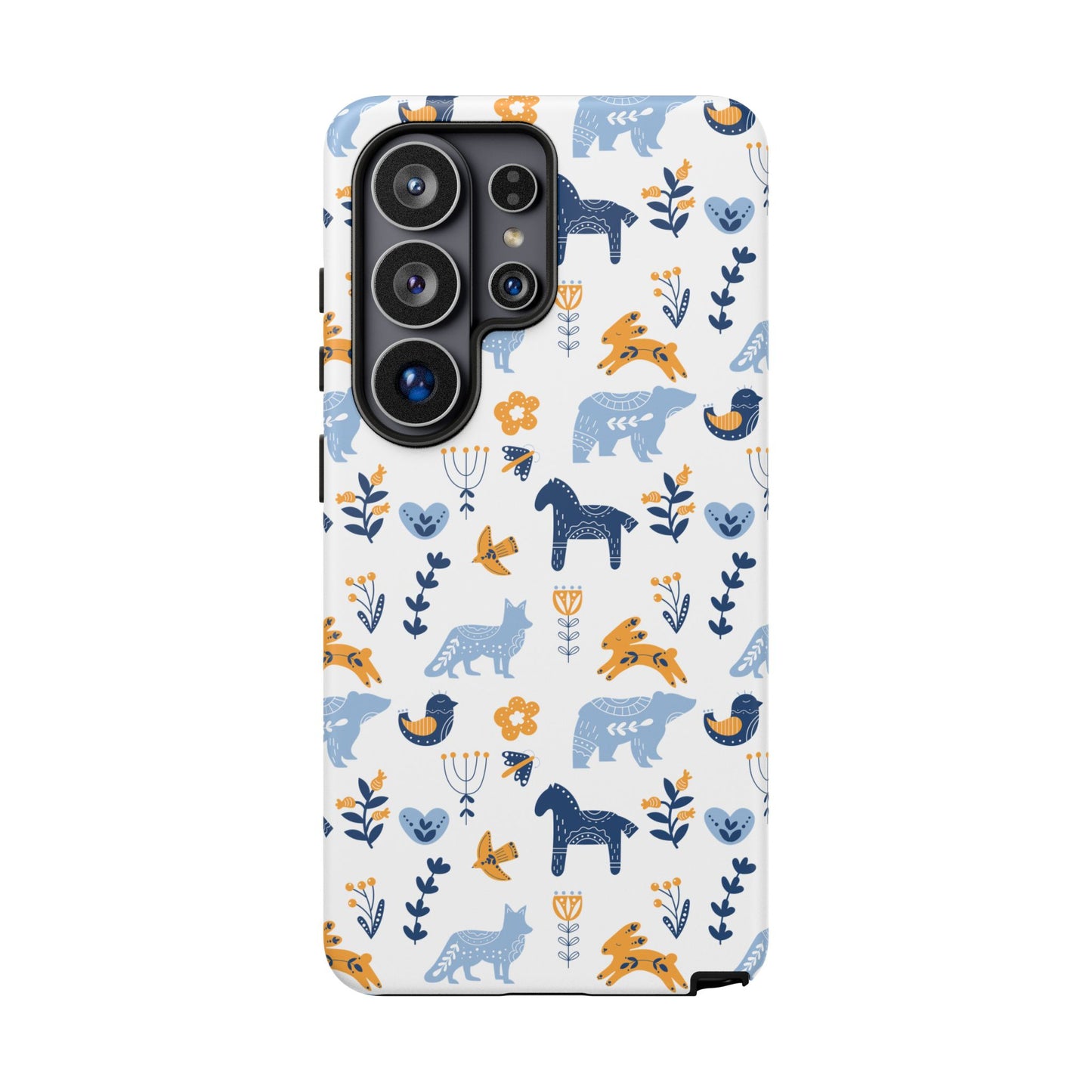 Scandinavian Animal Folk Art Phone Case - iPhone 17 Series, Samsung Galaxy S26, Google Pixel | Matte & Glossy