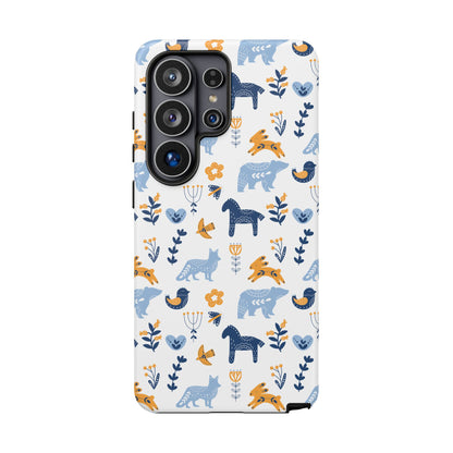 Scandinavian Animal Folk Art Phone Case - iPhone 17 Series, Samsung Galaxy S26, Google Pixel | Matte & Glossy