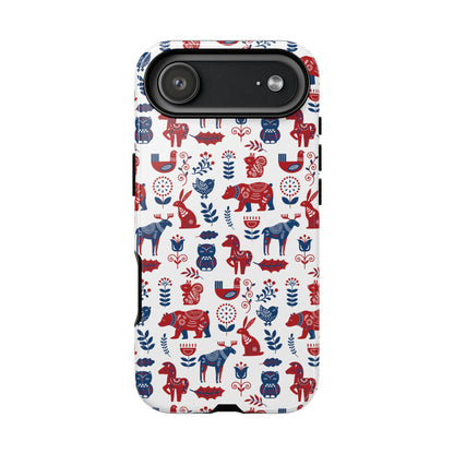 Scandinavian Animal Folk Art Phone Case - iPhone 17 / 17 Air / 17 Pro Max, Samsung Galaxy S26, Google Pixel | Matte & Glossy