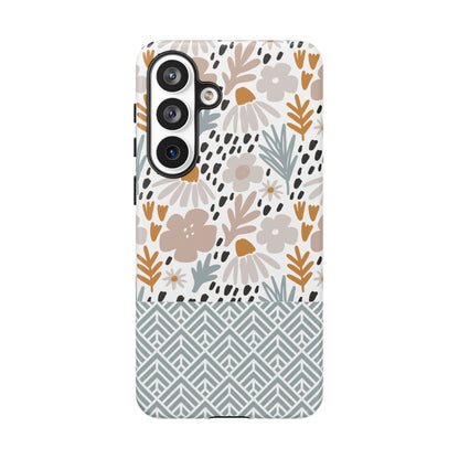 Two-Tone Floral Tough Phone Case - iPhone 17 / 17 Air / 17 Pro Max, Samsung Galaxy S26, Google Pixel | Matte & Glossy