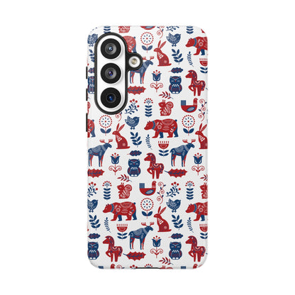 Scandinavian Animal Folk Art Phone Case - iPhone 17 / 17 Air / 17 Pro Max, Samsung Galaxy S26, Google Pixel | Matte & Glossy