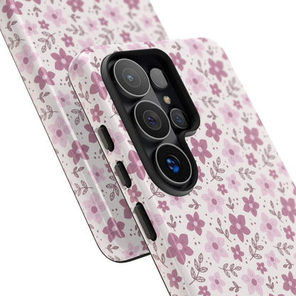 Pink Floral Tough Phone Case - iPhone 17 / 17 Air / 17 Pro Max, Samsung Galaxy S26, Google Pixel | Matte & Glossy