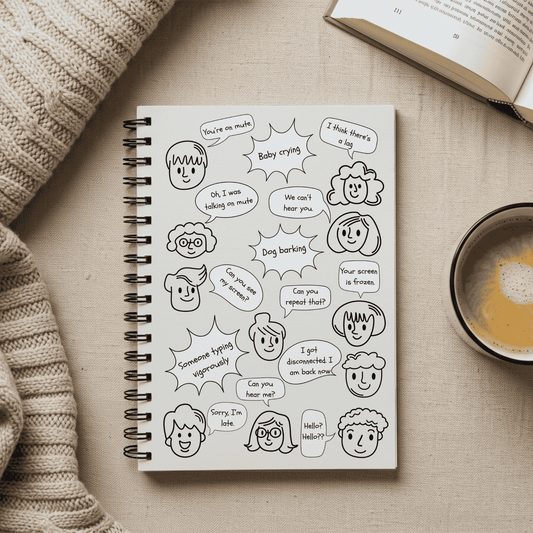 You're on Mute Funny Spiral Notebook, Work from Home Essentials, Conference Call Bingo, Office Humor, Doodle Journal