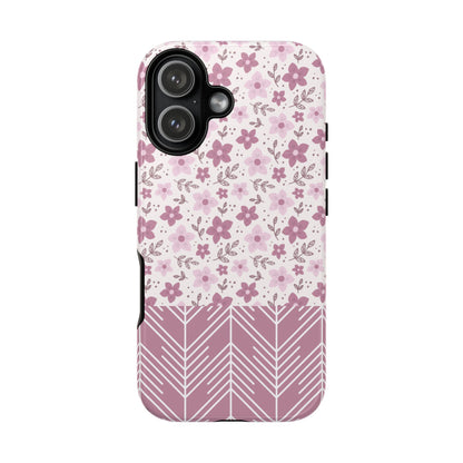 Pink Floral Tough Phone Case - iPhone 17 / 17 Air / 17 Pro Max, Samsung Galaxy S26, Google Pixel | Matte & Glossy