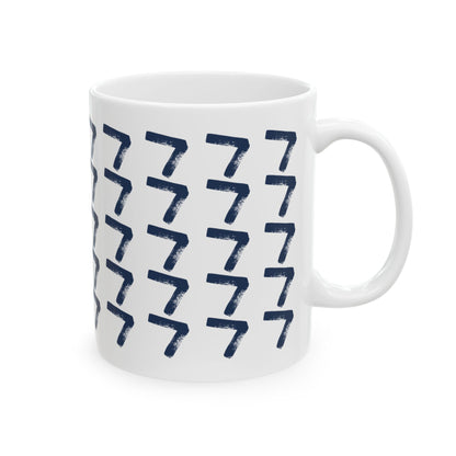 Navy Pattern Ceramic Coffee Mug, Distressed Brush Pattern Indigo Tea Cup for Home, Office, Cute Coffee Cup, Tea Lover's Mug, Unisex gift