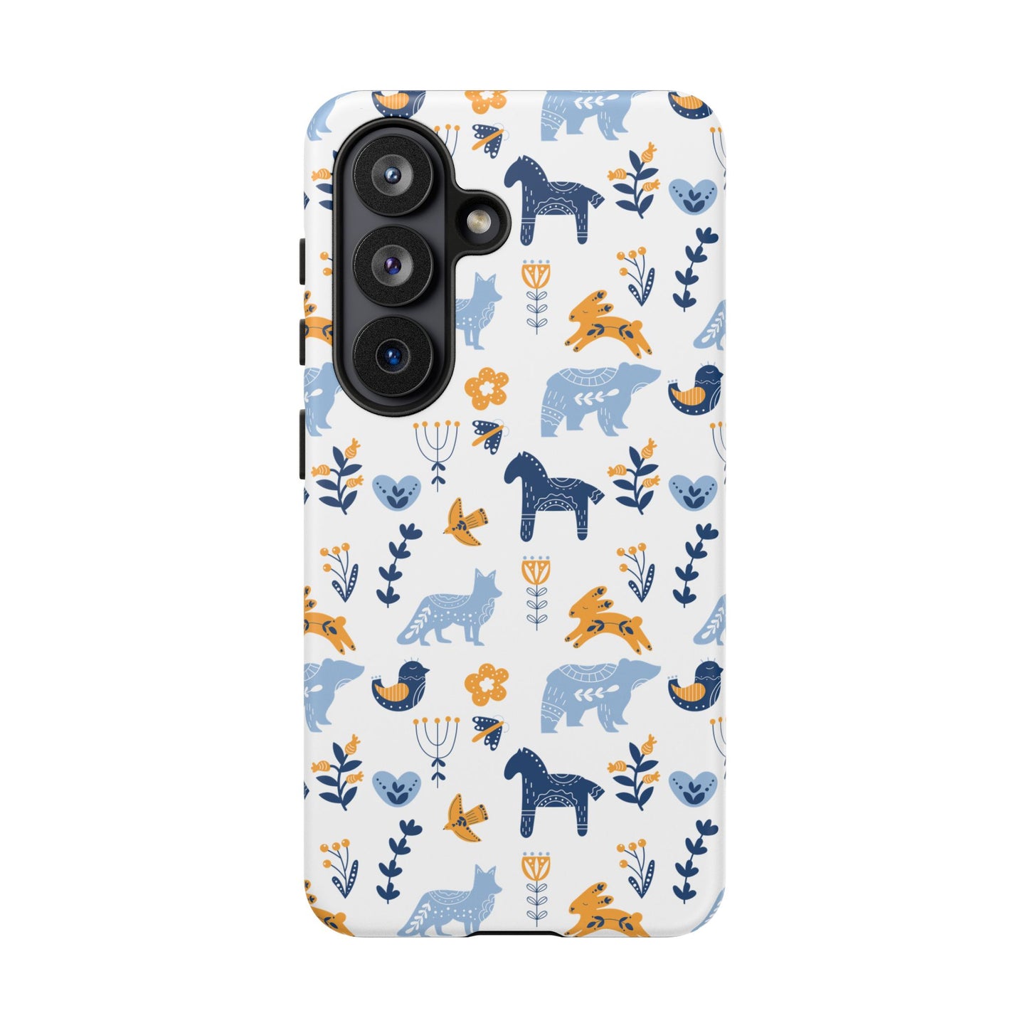 Scandinavian Animal Folk Art Phone Case - iPhone 17 Series, Samsung Galaxy S26, Google Pixel | Matte & Glossy