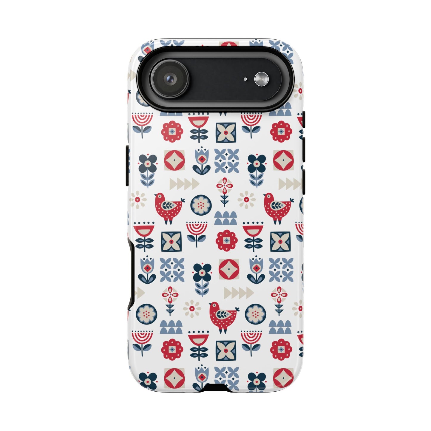 Scandinavian Bird & Floral Folk Art Phone Case - iPhone 17 / 17 Air / 17 Pro Max, Samsung Galaxy S26, Google Pixel | Matte & Glossy
