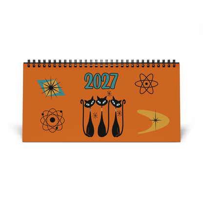 2027 Desk Calendar, Atomic Cat Design, Funny Office Humor Calendar, Retro Cat Art, Sarcastic Work Sayings, Coworker Gift