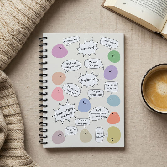Spiral Notebook for Everyday Use, Work from Home, Conference Call Bingo, Funny Gift for Coworker, Journaling, Home Office, Cute Blob Design