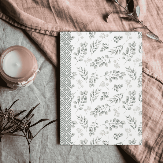 Hardcover Journal Eucalyptus Floral Design, Elegant Notebook, Eco-Friendly Diary, Gift for Writers, Journaling, Greenery Design