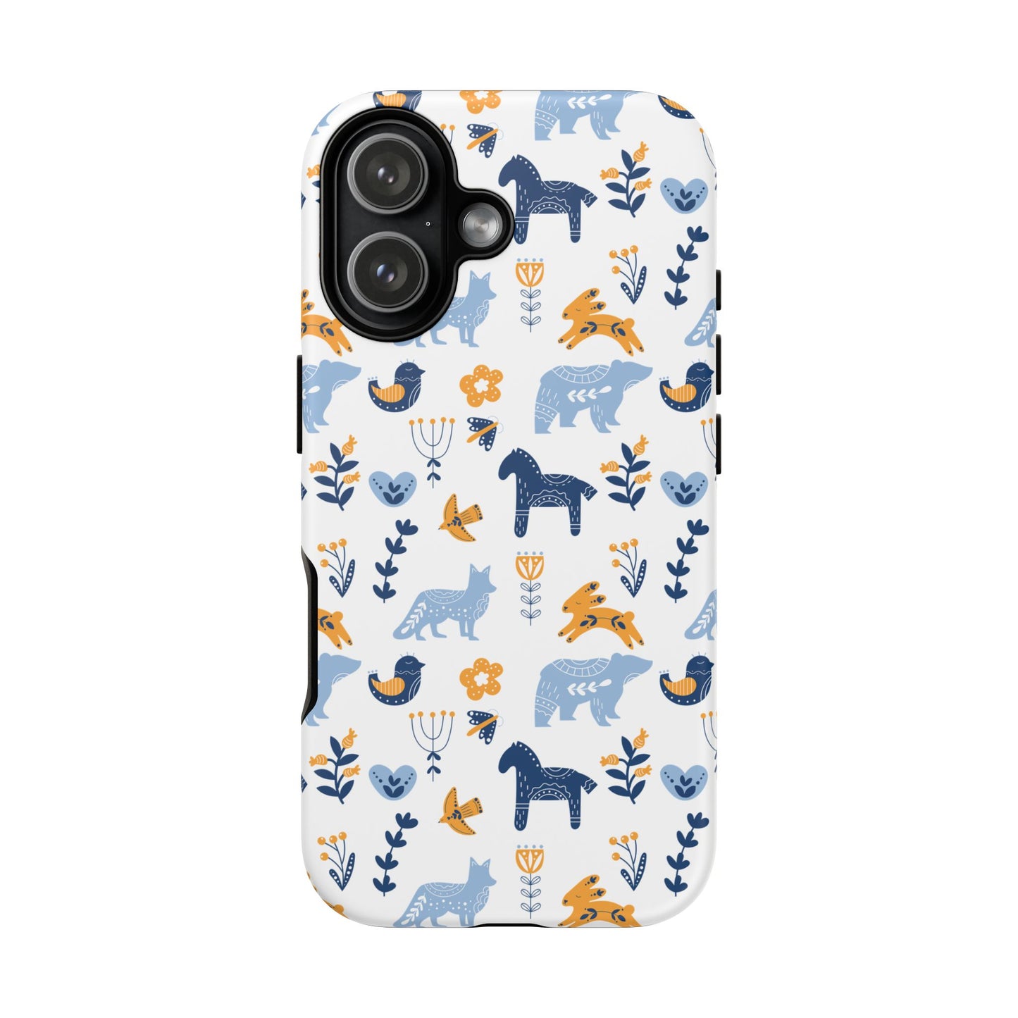 Scandinavian Animal Folk Art Phone Case - iPhone 17 Series, Samsung Galaxy S26, Google Pixel | Matte & Glossy