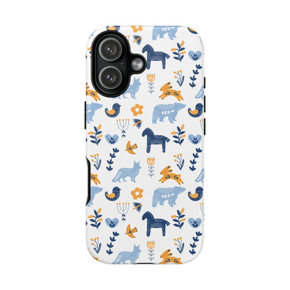 Scandinavian Animal Folk Art Phone Case - iPhone 17 Series, Samsung Galaxy S26, Google Pixel | Matte & Glossy