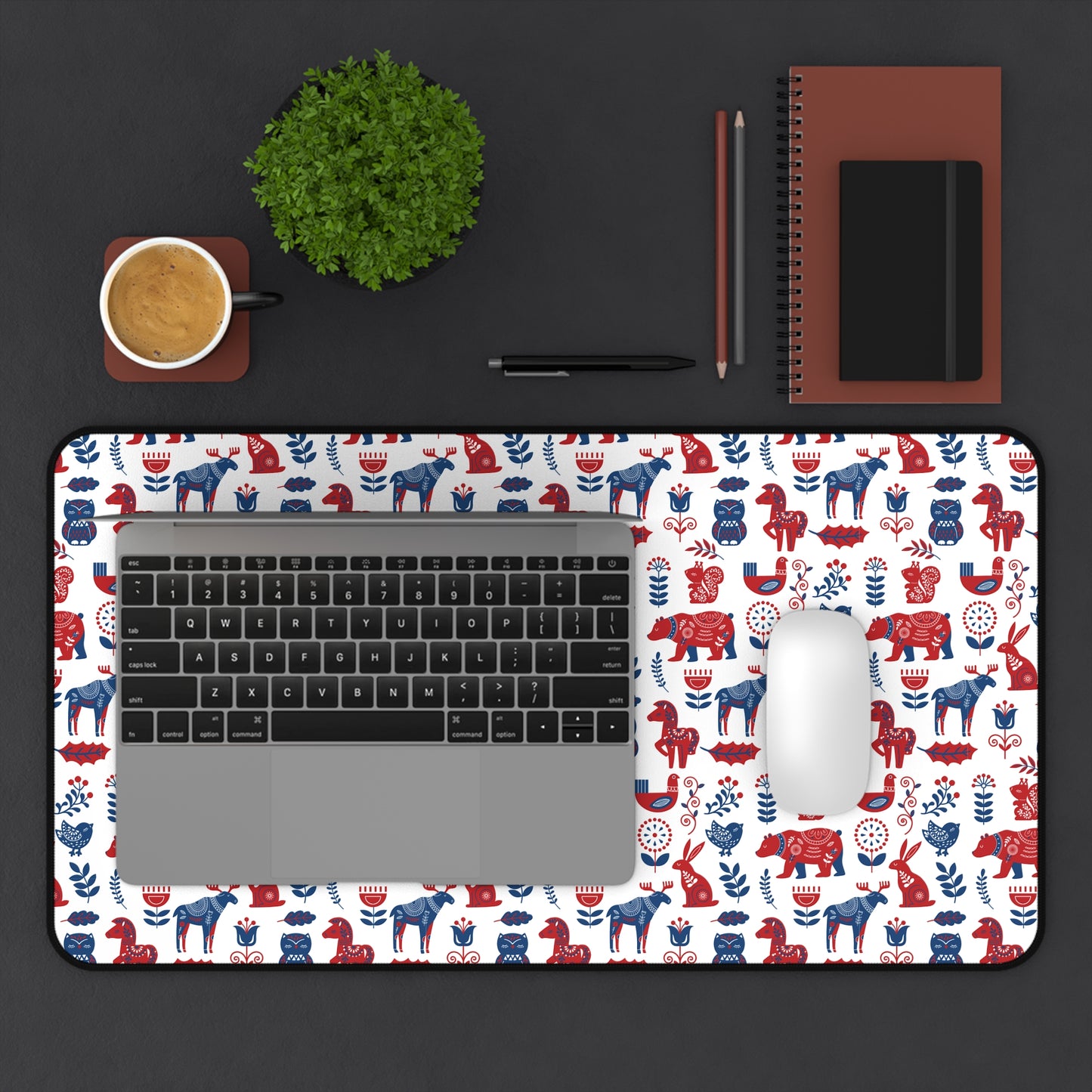 Scandinavian Inspired Design Forest Scene Desk Mat, Boho Desk Accessories, Nature Lover Gift, Home Office Decor, Wildlife Theme