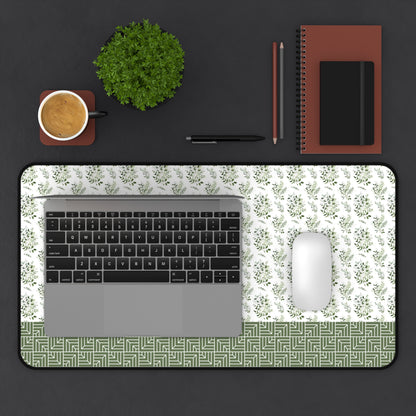 Floral Desk Mat with Geometric Pattern, Hemmed Edges, Stylish Work Surface, Home Office Decor, Gift for Students, Large Computer Mouse Pad