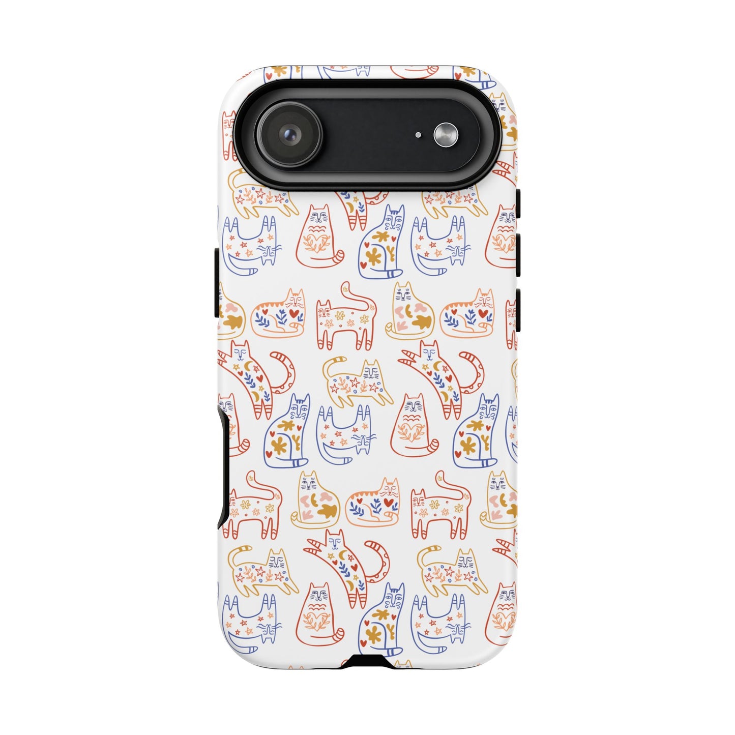 Scandinavian Folk Art Cat Print Phone Case - iPhone 17 / 17 Air / 17 Pro Max, Samsung Galaxy S26, Google Pixel | Matte & Glossy