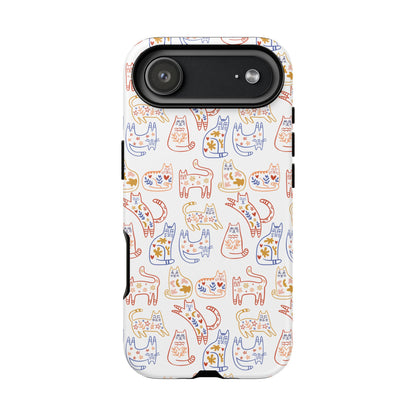 Scandinavian Folk Art Cat Print Phone Case - iPhone 17 / 17 Air / 17 Pro Max, Samsung Galaxy S26, Google Pixel | Matte & Glossy