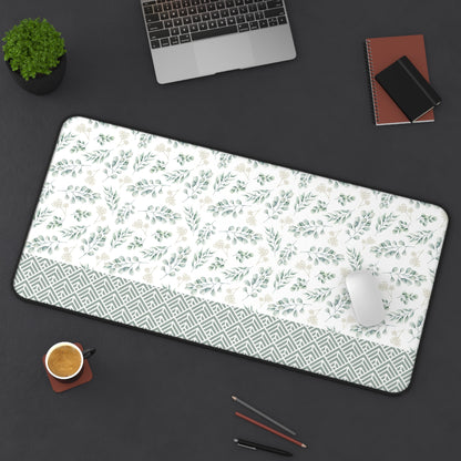 Floral Desk Mat with Geometric Pattern, Hemmed Edges, Stylish Work Surface, Home Office Decor, Gift for Students, Large Computer Mouse Pad
