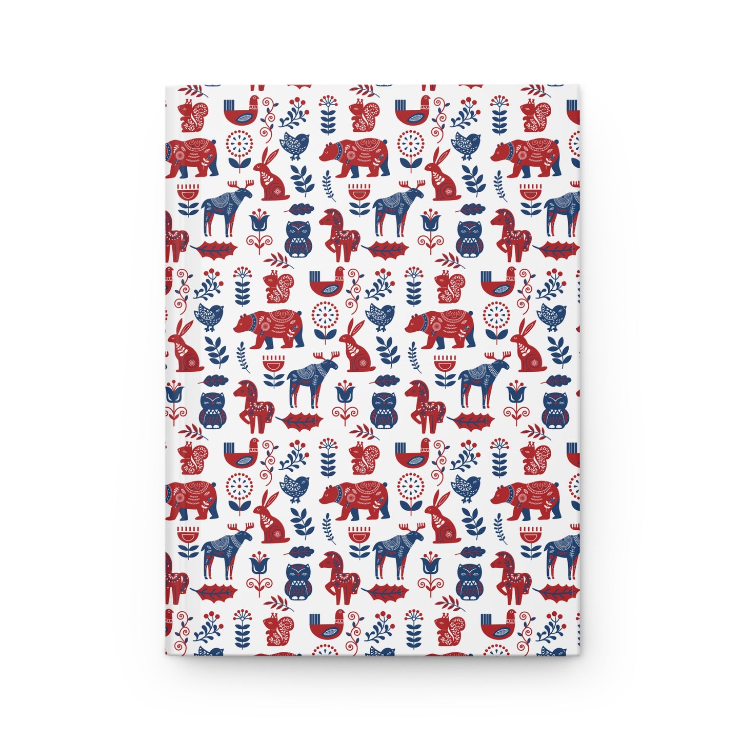 Hardcover Diary Journal, Scandinavian Folk Art Animal Pattern Notebook, Christmas Gift