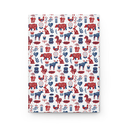 Hardcover Diary Journal, Scandinavian Folk Art Animal Pattern Notebook, Christmas Gift