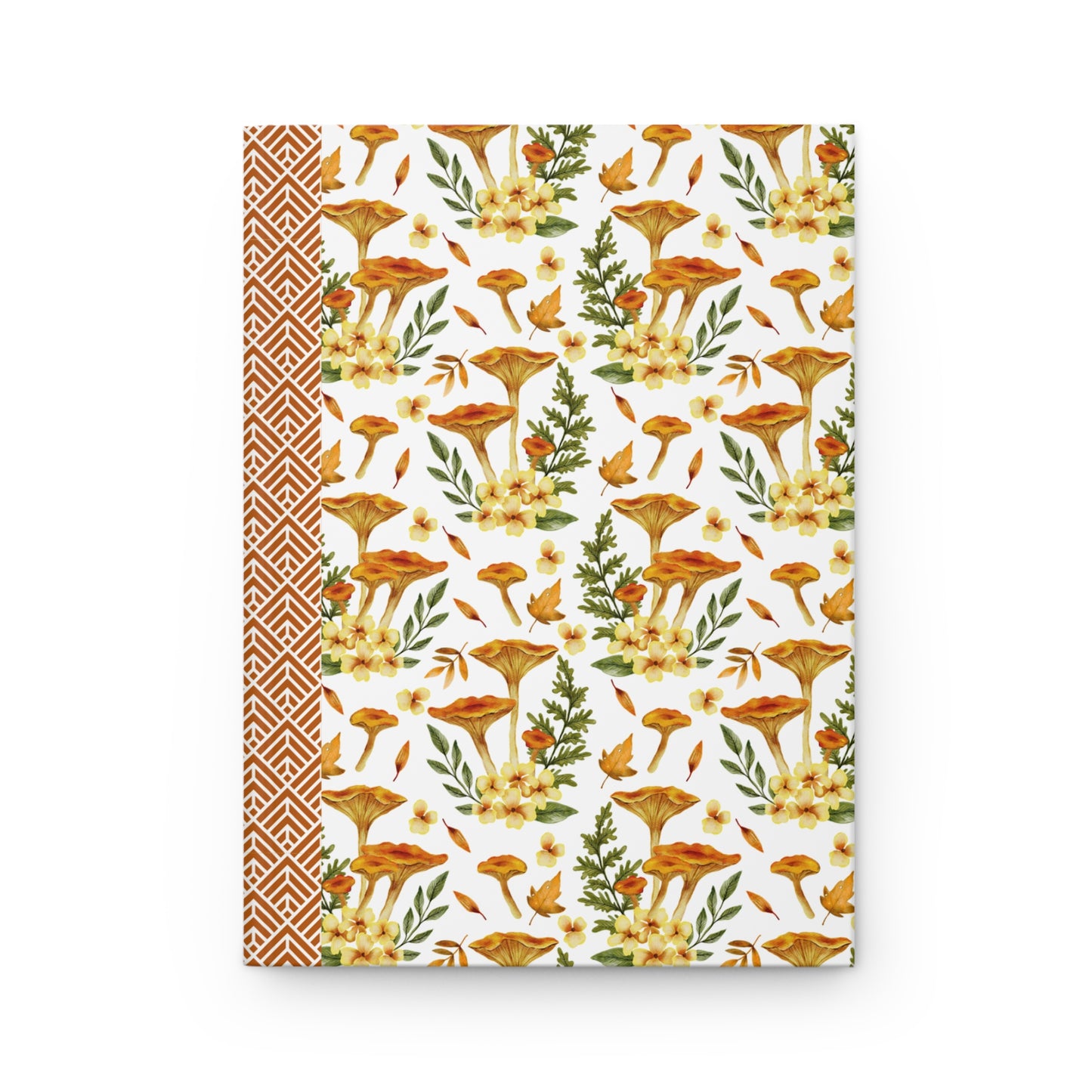 Autumn Themed Hardcover Matte Journal with Vibrant Mushrooms, Cute Yellow Flowers, and Botanical Elements