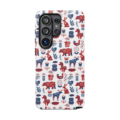 Scandinavian Animal Folk Art Phone Case - iPhone 17 / 17 Air / 17 Pro Max, Samsung Galaxy S26, Google Pixel | Matte & Glossy
