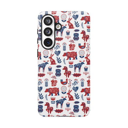 Scandinavian Animal Folk Art Phone Case - iPhone 17 / 17 Air / 17 Pro Max, Samsung Galaxy S26, Google Pixel | Matte & Glossy