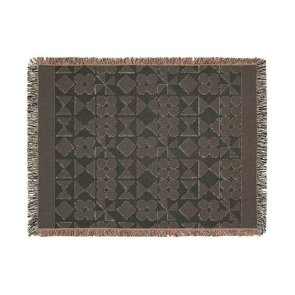 Woven Blanket, Mid Century Modern Black and Beige Minimalist Throw Couch Blanket, 100% Cotton, Abstract Geometric Pattern, Christmas Gift