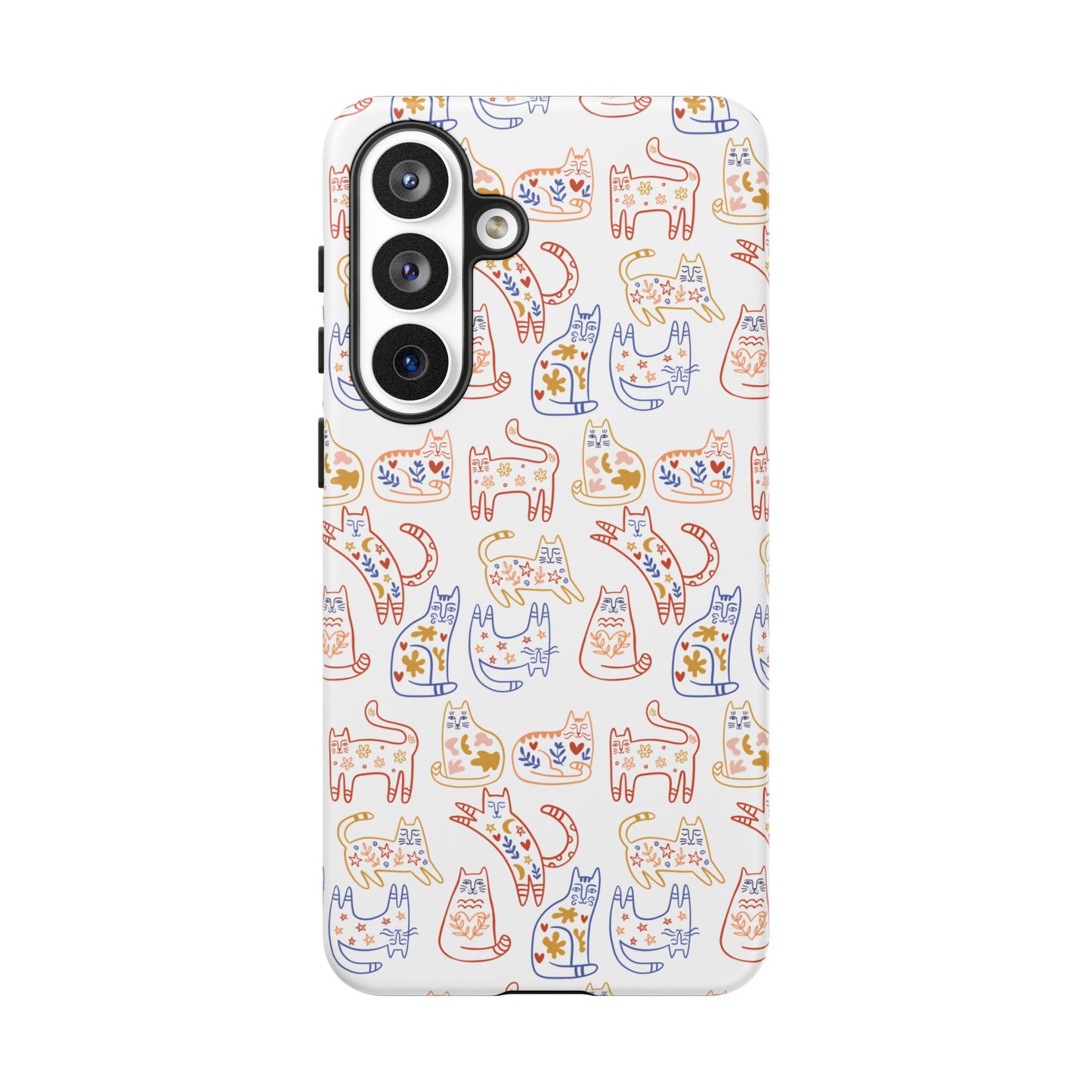Scandinavian Folk Art Cat Print Phone Case - iPhone 17 / 17 Air / 17 Pro Max, Samsung Galaxy S26, Google Pixel | Matte & Glossy