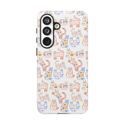 Scandinavian Folk Art Cat Print Phone Case - iPhone 17 / 17 Air / 17 Pro Max, Samsung Galaxy S26, Google Pixel | Matte & Glossy