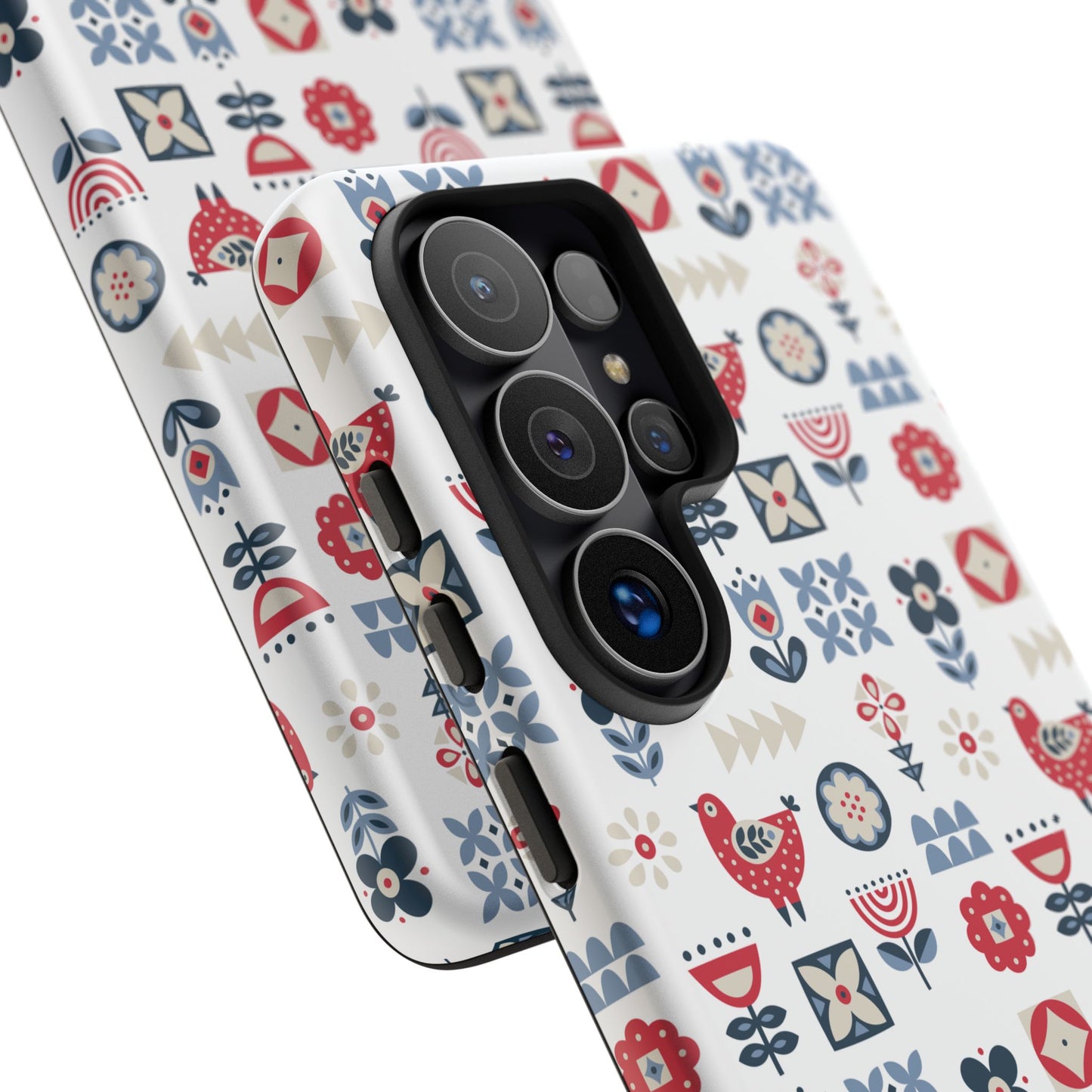 Scandinavian Bird & Floral Folk Art Phone Case - iPhone 17 / 17 Air / 17 Pro Max, Samsung Galaxy S26, Google Pixel | Matte & Glossy