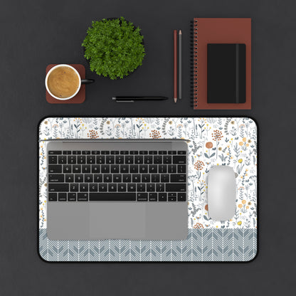 Floral Desk Mat with Geometric Pattern, Hemmed Edges, Stylish Work Surface, Home Office Decor, Gift for Students, Large Computer Mouse Pad