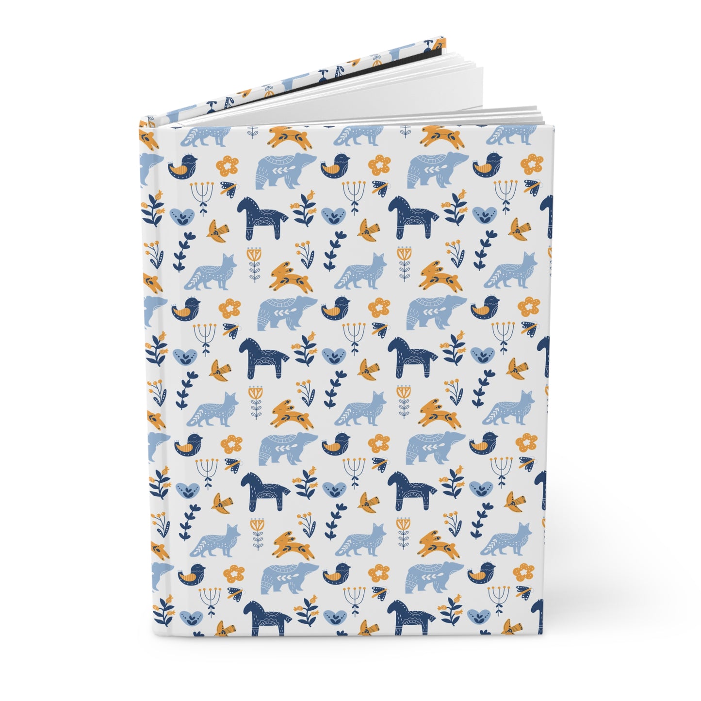 Hardcover Journal, Nature-Inspired Scandinavian Animal Pattern Notebook, Christmas Gift