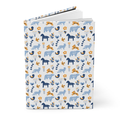Hardcover Journal, Nature-Inspired Scandinavian Animal Pattern Notebook, Christmas Gift