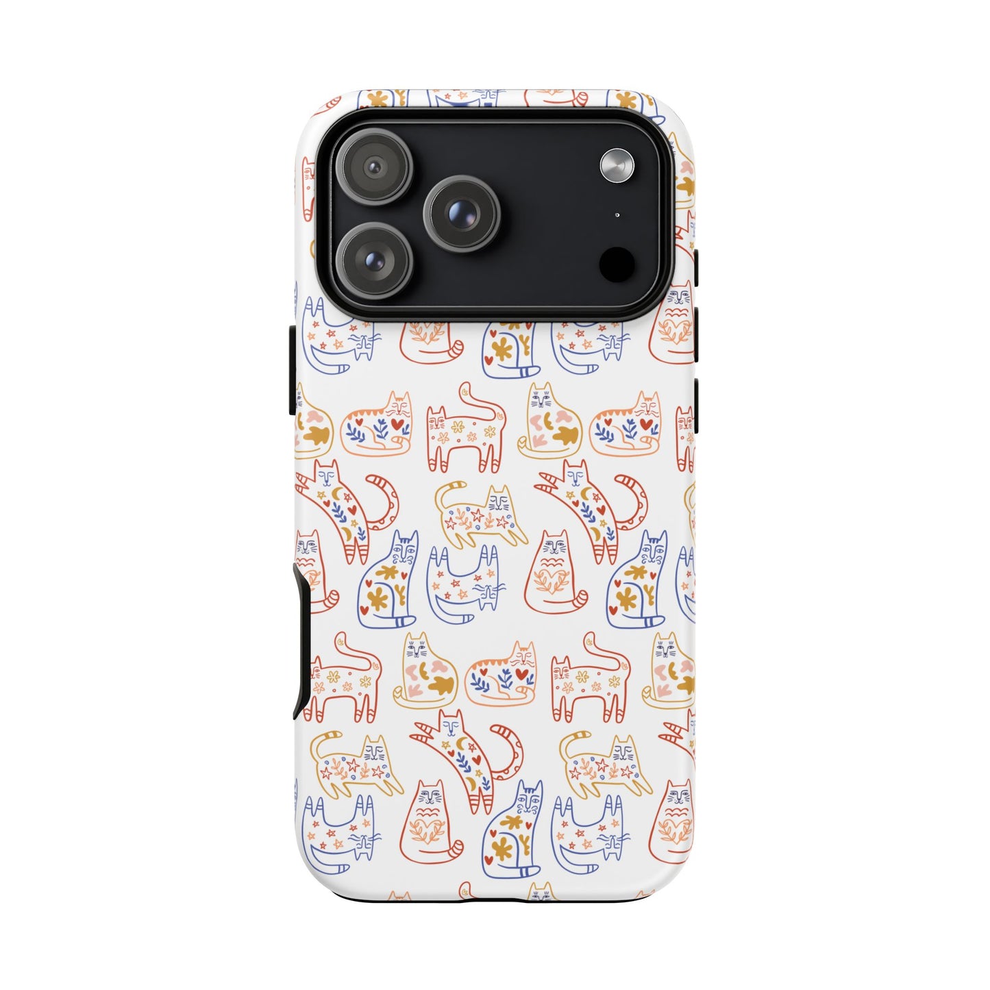 Scandinavian Folk Art Cat Print Phone Case - iPhone 17 / 17 Air / 17 Pro Max, Samsung Galaxy S26, Google Pixel | Matte & Glossy