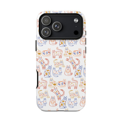 Scandinavian Folk Art Cat Print Phone Case - iPhone 17 / 17 Air / 17 Pro Max, Samsung Galaxy S26, Google Pixel | Matte & Glossy