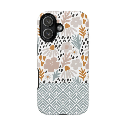 Two-Tone Floral Tough Phone Case - iPhone 17 / 17 Air / 17 Pro Max, Samsung Galaxy S26, Google Pixel | Matte & Glossy
