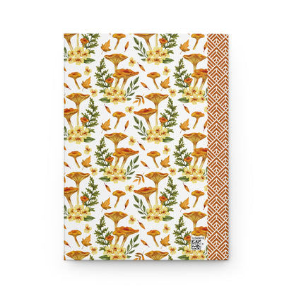 Autumn Themed Hardcover Matte Journal with Vibrant Mushrooms, Cute Yellow Flowers, and Botanical Elements