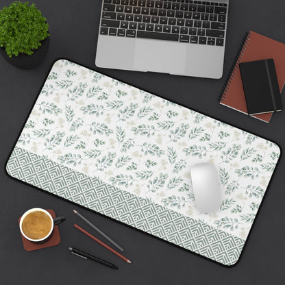 Floral Desk Mat with Geometric Pattern, Hemmed Edges, Stylish Work Surface, Home Office Decor, Gift for Students, Large Computer Mouse Pad