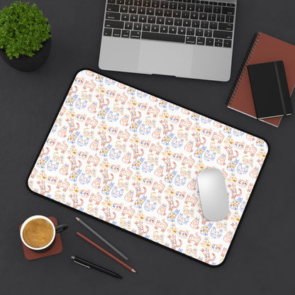 Desk Mat Scandinavian Folk Art Inspired Design, Home Office Decor, Nordic Art, Hygge, Work from Home Essentials, Scandi Cat Design