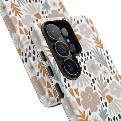 Two-Tone Floral Tough Phone Case - iPhone 17 / 17 Air / 17 Pro Max, Samsung Galaxy S26, Google Pixel | Matte & Glossy
