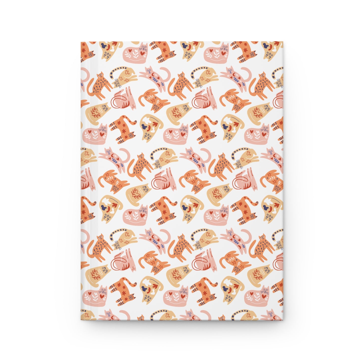 Cat Lover Gift, Hardcover Journal Notebook, Scandinavian Cat Folk Art Diary, White Elephant Gift, Secret Santa Christmas Gift for Co-workers