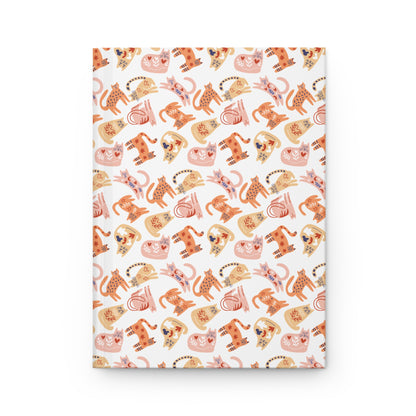 Cat Lover Gift, Hardcover Journal Notebook, Scandinavian Cat Folk Art Diary, White Elephant Gift, Secret Santa Christmas Gift for Co-workers