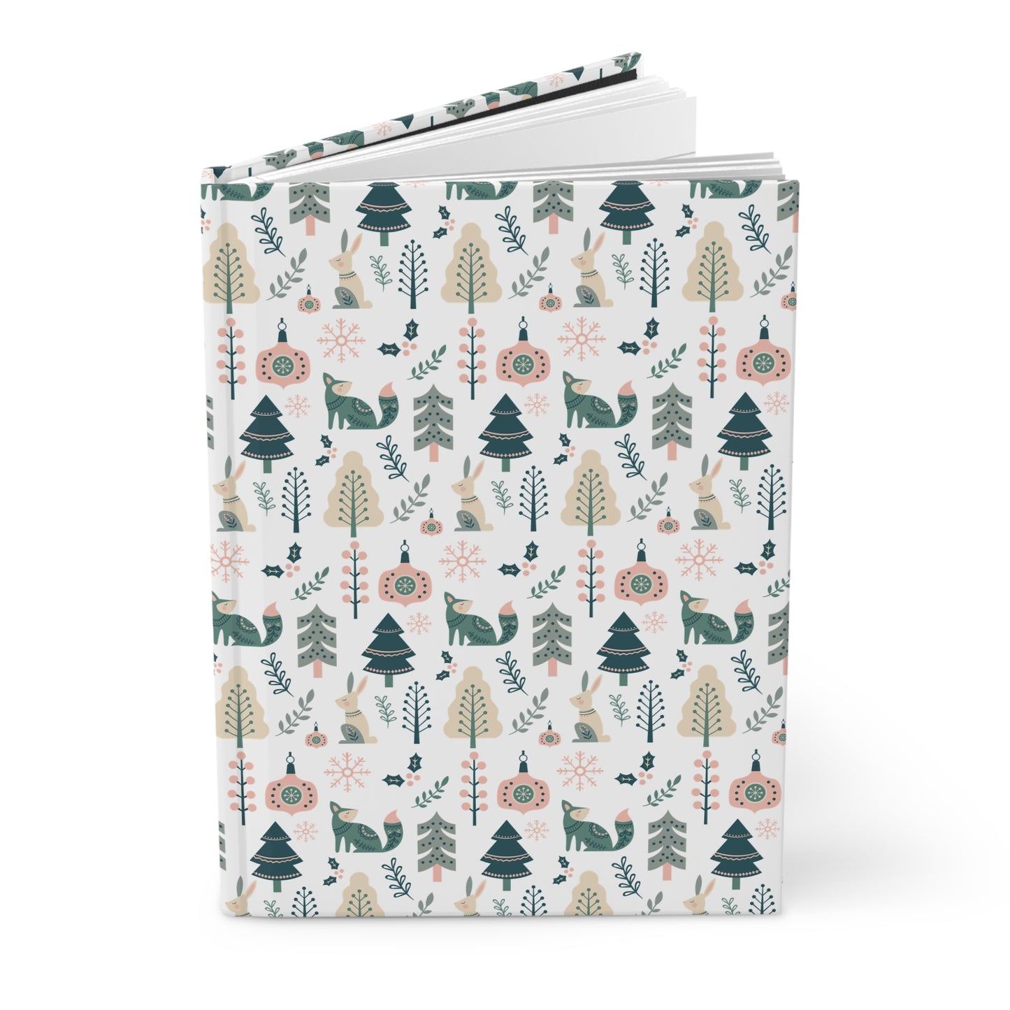 Hardcover Journal, Scandinavian Christmas Inspired Design Notebook, Gift for Writers, Secret Santa Gift for Coworkers