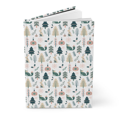 Hardcover Journal, Scandinavian Christmas Inspired Design Notebook, Gift for Writers, Secret Santa Gift for Coworkers