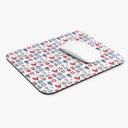 Mouse Pad, Nature Themed Mousepad, Woodland Animal Print Mousepad, Gift for Coworker, Gift for Boss, Scandinavian Folk Art, Scandi Design