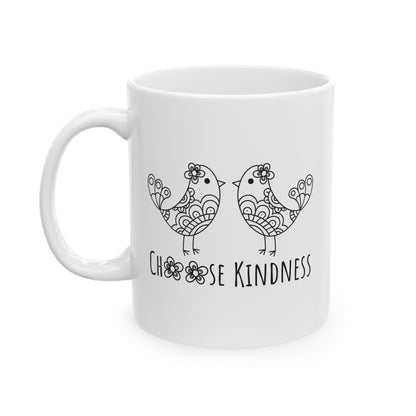 Inspirational Ceramic Mug - Choose Kindness, 11oz/15oz Motivational Tea Cup, Gift for Friends, Positive Affirmation Mug, BPA Free
