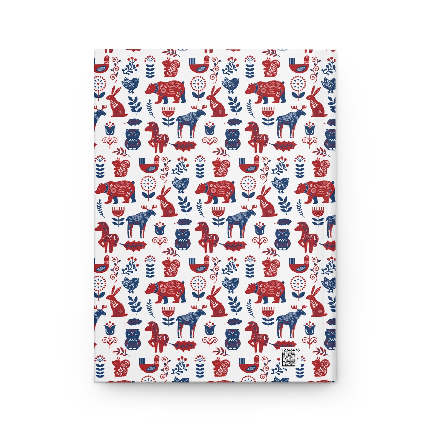 Hardcover Diary Journal, Scandinavian Folk Art Animal Pattern Notebook, Christmas Gift