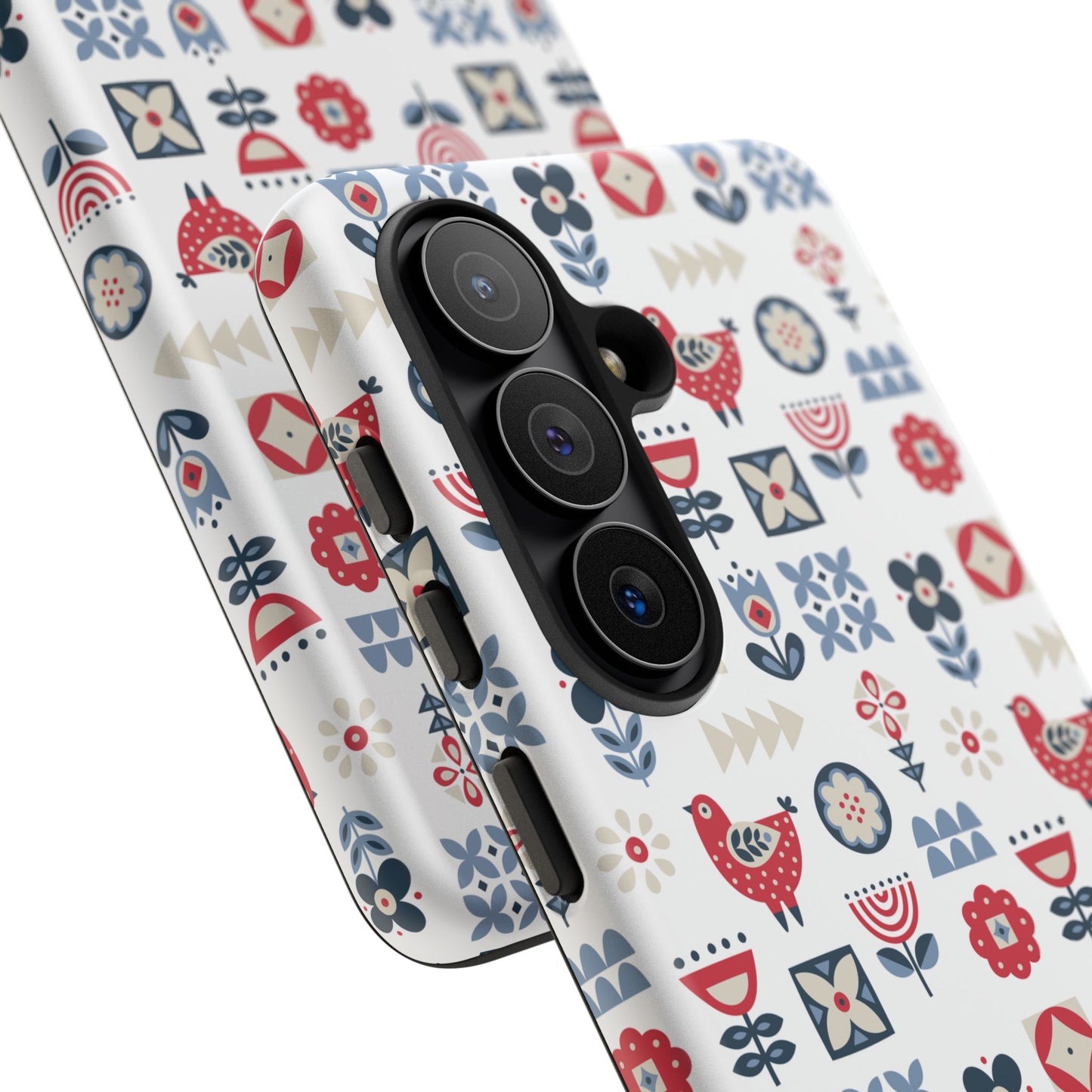 Scandinavian Bird & Floral Folk Art Phone Case - iPhone 17 / 17 Air / 17 Pro Max, Samsung Galaxy S26, Google Pixel | Matte & Glossy