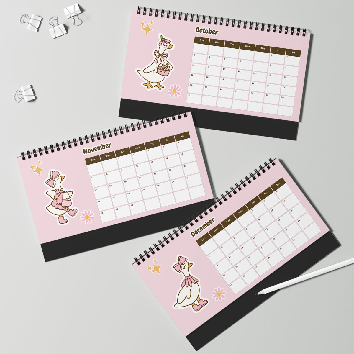 2027 Desk Calendar - Silly Goose Coquette Duck Calendar, Christmas and New Year Gift for Teachers, Students, Coworkers